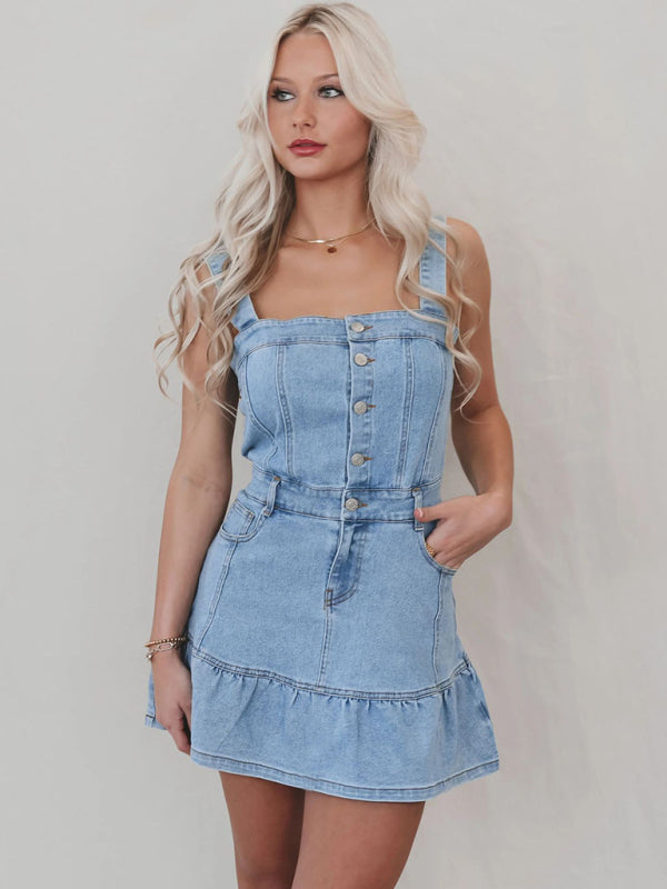 Amanda's Denim Mini Dress - Blue Zone Planet Amanda's Denim Mini Dress - Blue Zone Planet