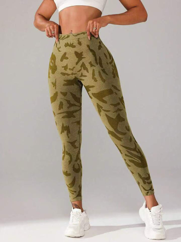 V waist camouflage peach hip sports trousers seamless yoga pants waisted fitness pants-[Adult]-[Female]-2022 Online Blue Zone Planet