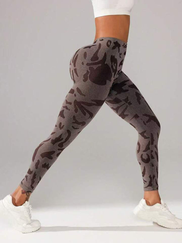 V waist camouflage peach hip sports trousers seamless yoga pants waisted fitness pants-[Adult]-[Female]-2022 Online Blue Zone Planet