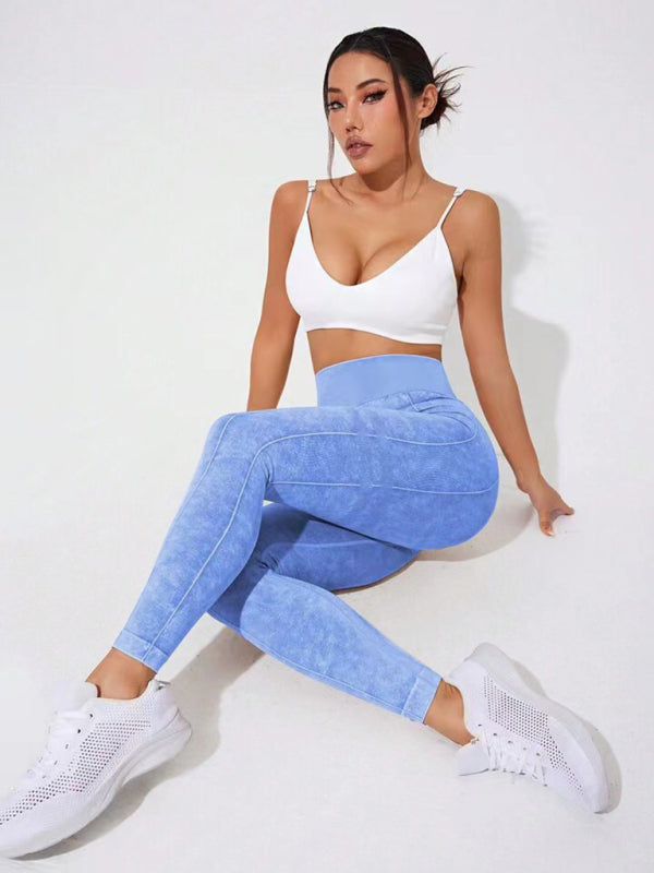 New washed frosted peach hip trousers tights sports trousers leggings-[Adult]-[Female]-2022 Online Blue Zone Planet