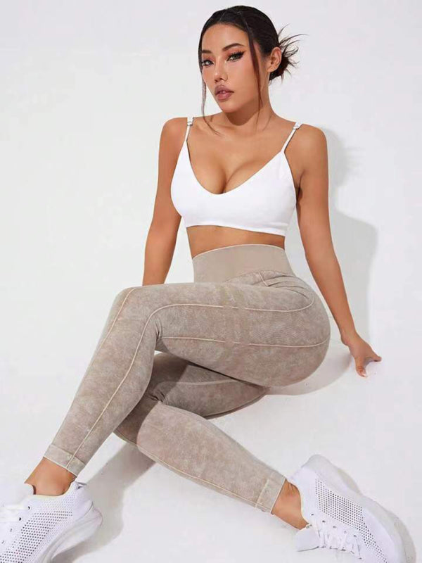 New washed frosted peach hip trousers tights sports trousers leggings-[Adult]-[Female]-2022 Online Blue Zone Planet