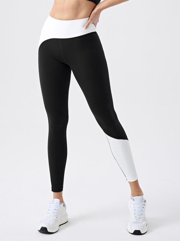 Eco-friendly recycled fabric contrast color yoga pants outdoor running and fitness leggings-[Adult]-[Female]-Black-XS-2022 Online Blue Zone Planet