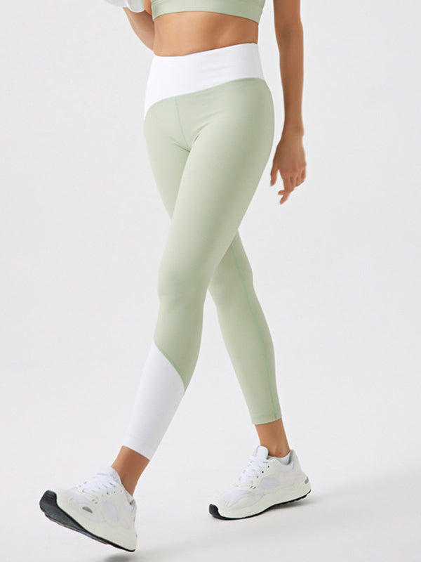 Environmentally friendly recycled fabric light color contrast yoga pants outdoor running fitness leggings-[Adult]-[Female]-2022 Online Blue Zone Planet