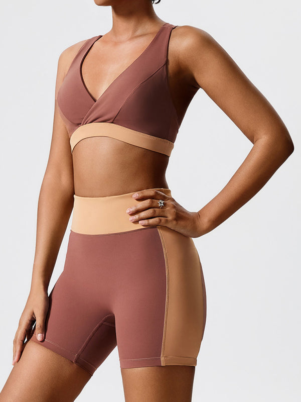Environmentally friendly fabric new backless yoga vest + yoga pants outdoor sports suit-[Adult]-[Female]-Coffee-XS-2022 Online Blue Zone Planet