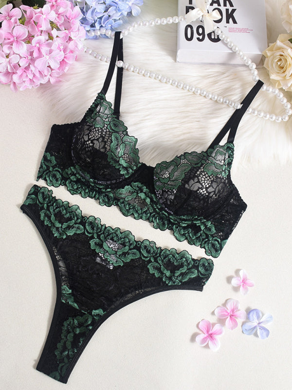 Contrast color lace bra sexy lingerie set - Blue Zone Planet Contrast color lace bra sexy lingerie set - Blue Zone Planet