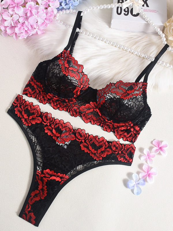 Contrast color lace bra sexy lingerie set - Blue Zone Planet Contrast color lace bra sexy lingerie set - Blue Zone Planet