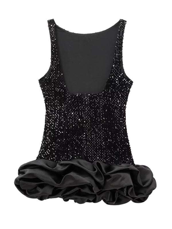 New Fashion Sequin Sleeveless Suspender Short Dress-TOPS / DRESSES-[Adult]-[Female]-2022 Online Blue Zone Planet