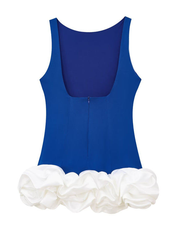 New Fashion Contrast Color Sleeveless Short Dress-TOPS / DRESSES-[Adult]-[Female]-2022 Online Blue Zone Planet