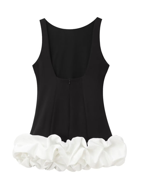 New Fashion Contrast Color Sleeveless Short Dress-TOPS / DRESSES-[Adult]-[Female]-2022 Online Blue Zone Planet