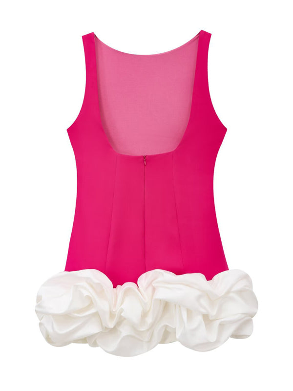 New Fashion Contrast Color Sleeveless Short Dress-TOPS / DRESSES-[Adult]-[Female]-2022 Online Blue Zone Planet