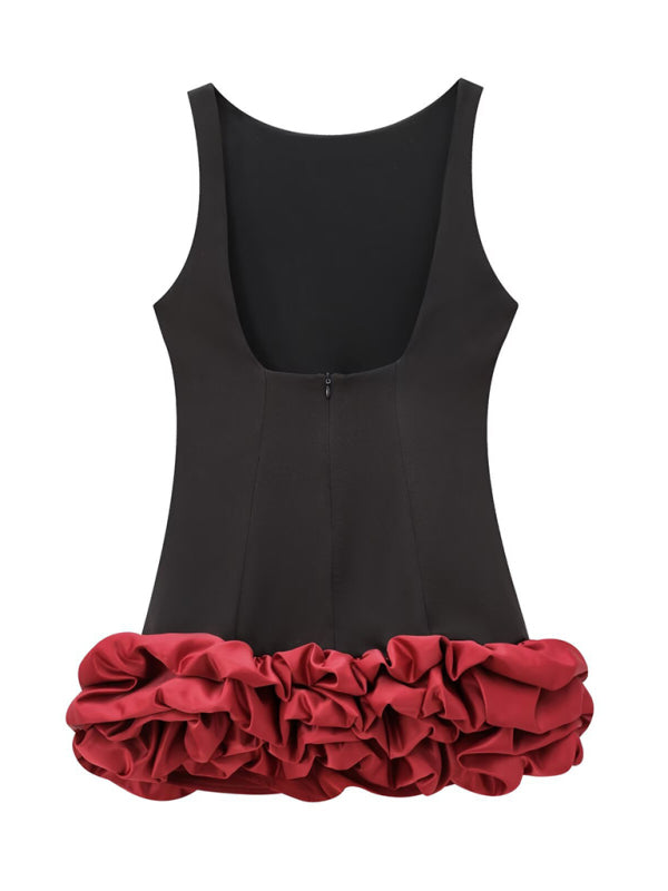 New Fashion Contrast Color Sleeveless Short Dress-TOPS / DRESSES-[Adult]-[Female]-2022 Online Blue Zone Planet