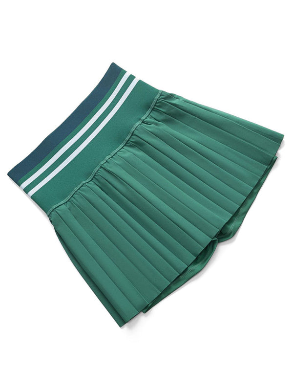 High-Waist Threaded Quick-Dry Sports Skirt with Built-In Shorts-BOTTOM SIZES SMALL MEDIUM LARGE-[Adult]-[Female]-2022 Online Blue Zone Planet