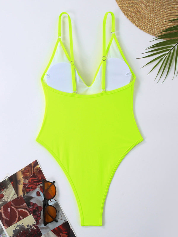 Women's multi-color sexy suspender one-piece bikini beach nightclub hot spring swimsuit-[Adult]-[Female]-2022 Online Blue Zone Planet