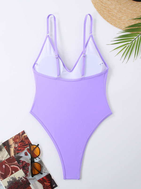 Women's multi-color sexy suspender one-piece bikini beach nightclub hot spring swimsuit-[Adult]-[Female]-2022 Online Blue Zone Planet