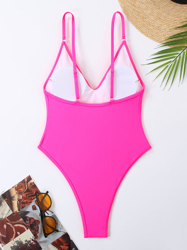 Women's multi-color sexy suspender one-piece bikini beach nightclub hot spring swimsuit-[Adult]-[Female]-2022 Online Blue Zone Planet