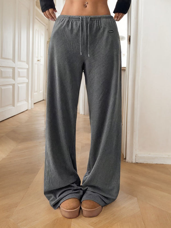 Anna's Drawstring Waistband Loose Casual Pants-[Adult]-[Female]-Grey-S-2022 Online Blue Zone Planet