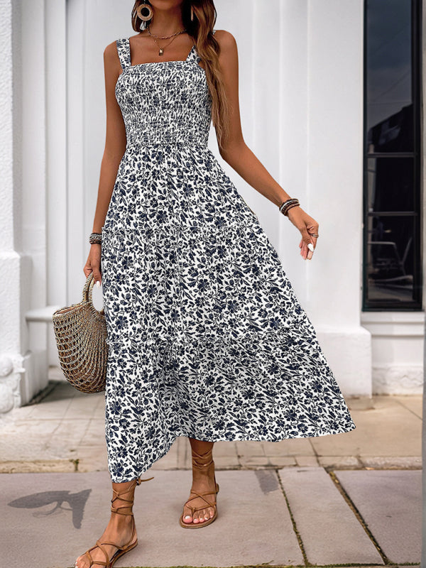 Ditsy Print Strappy Sleeveless Midi Dress-TOPS / DRESSES-[Adult]-[Female]-2022 Online Blue Zone Planet