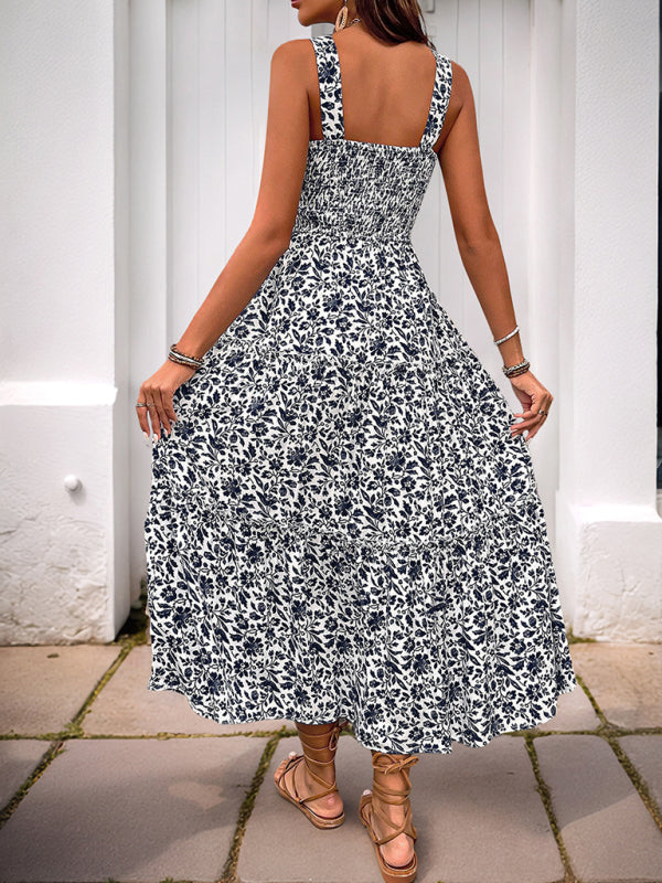 Ditsy Print Strappy Sleeveless Midi Dress-TOPS / DRESSES-[Adult]-[Female]-2022 Online Blue Zone Planet