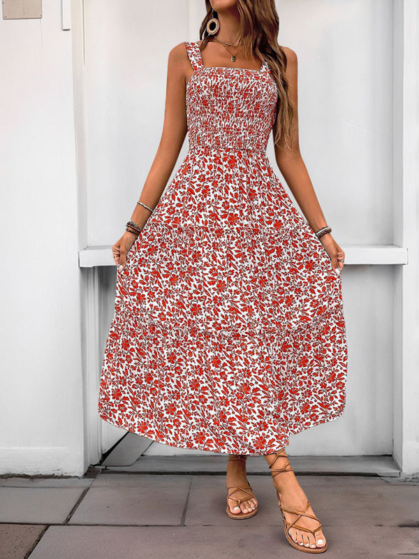 Ditsy Print Strappy Sleeveless Midi Dress-TOPS / DRESSES-[Adult]-[Female]-2022 Online Blue Zone Planet