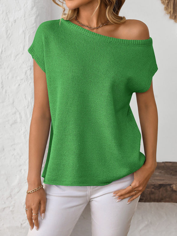 Women's knitted Y2K pullover solid color top-[Adult]-[Female]-2022 Online Blue Zone Planet