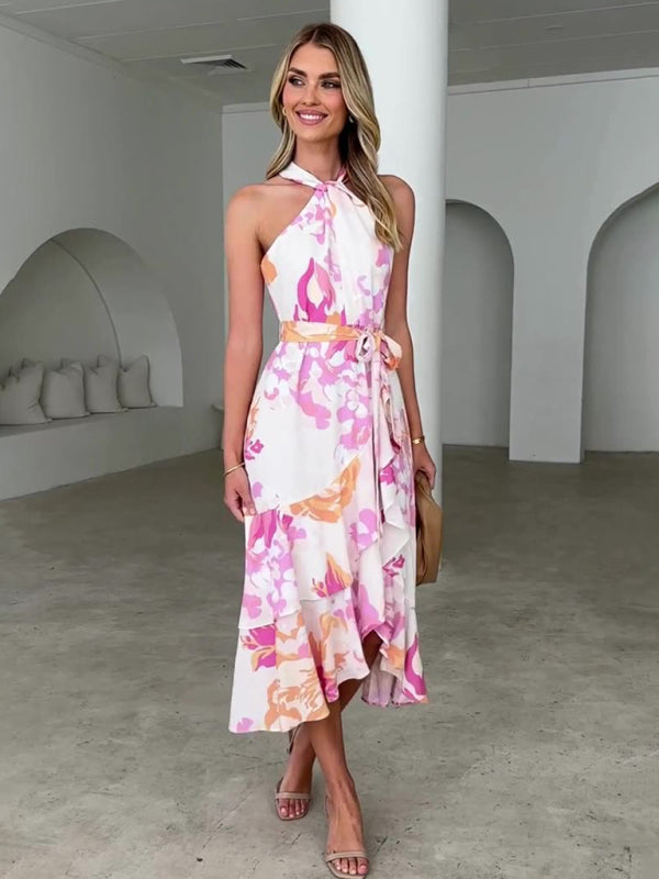 Women's printed suspenders sexy mid-length dress-TOPS / DRESSES-[Adult]-[Female]-2022 Online Blue Zone Planet