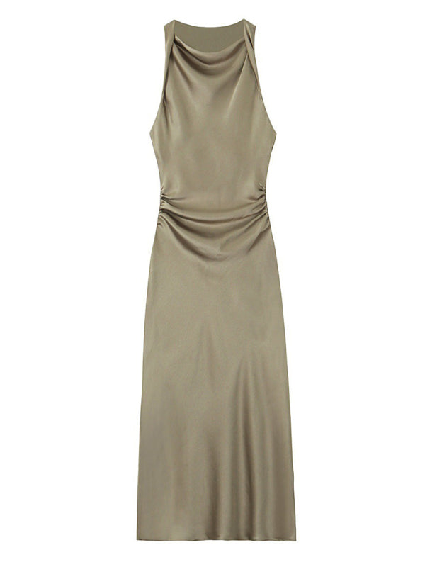 Women's Fashion Elegant Slim Midi Dress-[Adult]-[Female]-Charcoal grey-XS-2022 Online Blue Zone Planet