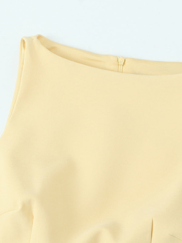 Women's Fashionable and Elegant Vest Top/Mid Skirt (with Belt)-[Adult]-[Female]-2022 Online Blue Zone Planet