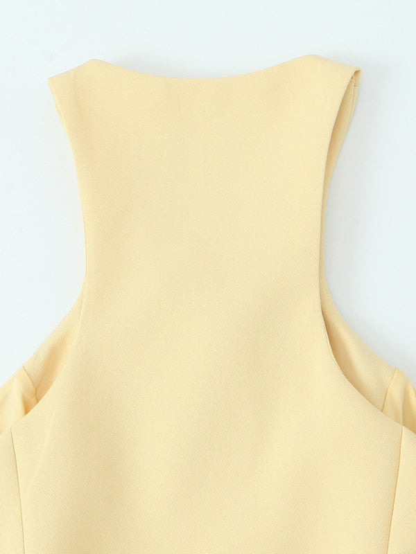 Women's Fashionable and Elegant Vest Top/Mid Skirt (with Belt)-[Adult]-[Female]-2022 Online Blue Zone Planet