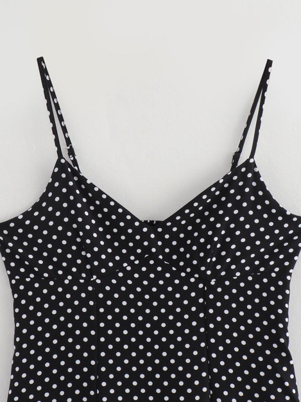 Polka dot print suspender dress-[Adult]-[Female]-2022 Online Blue Zone Planet