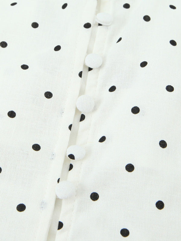 Isla's Strappy Polka Dot Single-breasted Mini Dress-TOPS / DRESSES-[Adult]-[Female]-2022 Online Blue Zone Planet