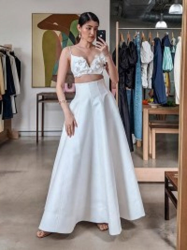 Holiday dress solid color tube top camisole top high waist swing skirt suit-TOPS / DRESSES-[Adult]-[Female]-White-S-2022 Online Blue Zone Planet