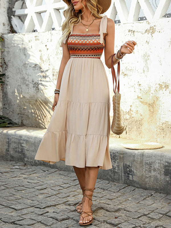 New style suspender skirt A-line stitching ethnic style dress-[Adult]-[Female]-2022 Online Blue Zone Planet