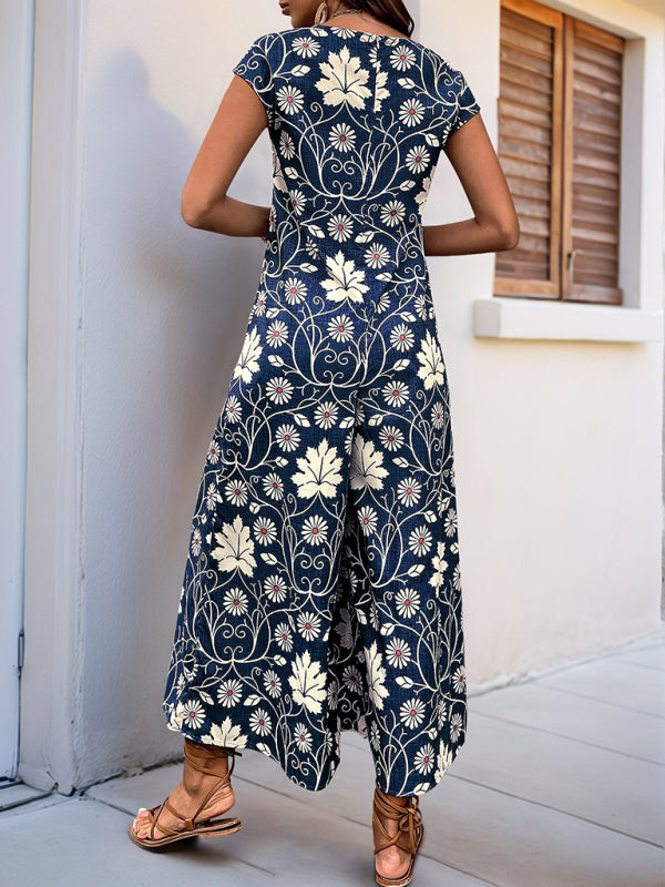Bella's Floral Print Wide-leg Jumpsuit-[Adult]-[Female]-2022 Online Blue Zone Planet