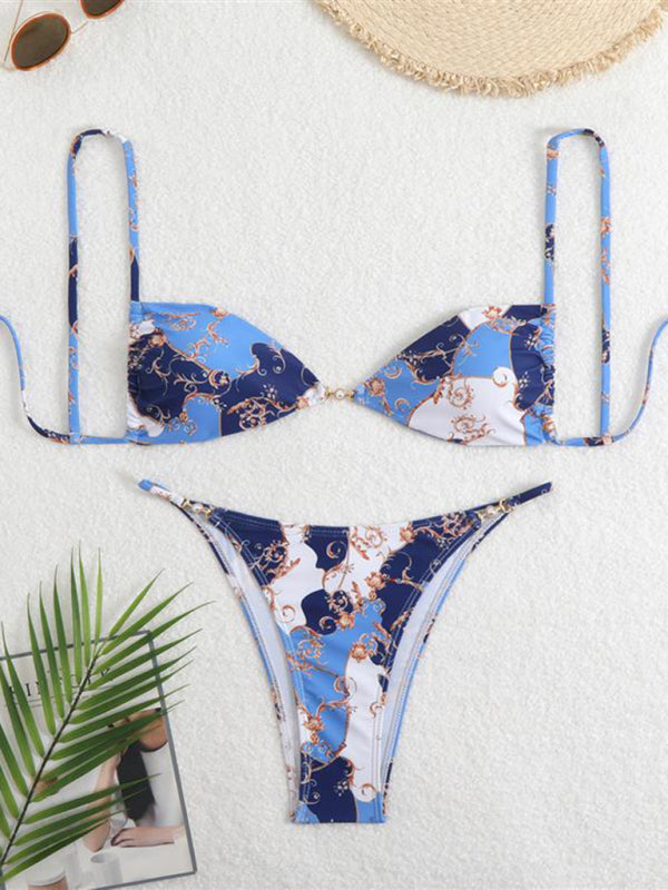 Three-point suspenders gathered leopard print sexy bikini-[Adult]-[Female]-2022 Online Blue Zone Planet