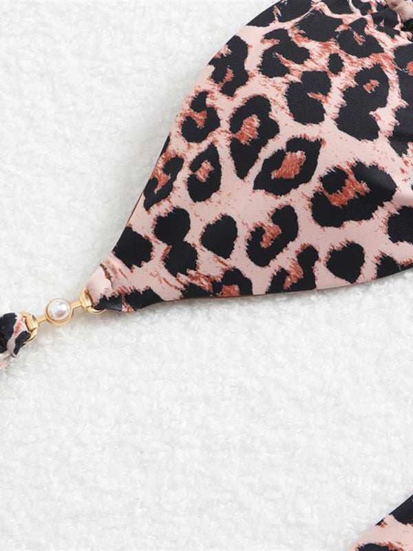 Three-point suspenders gathered leopard print sexy bikini-[Adult]-[Female]-2022 Online Blue Zone Planet