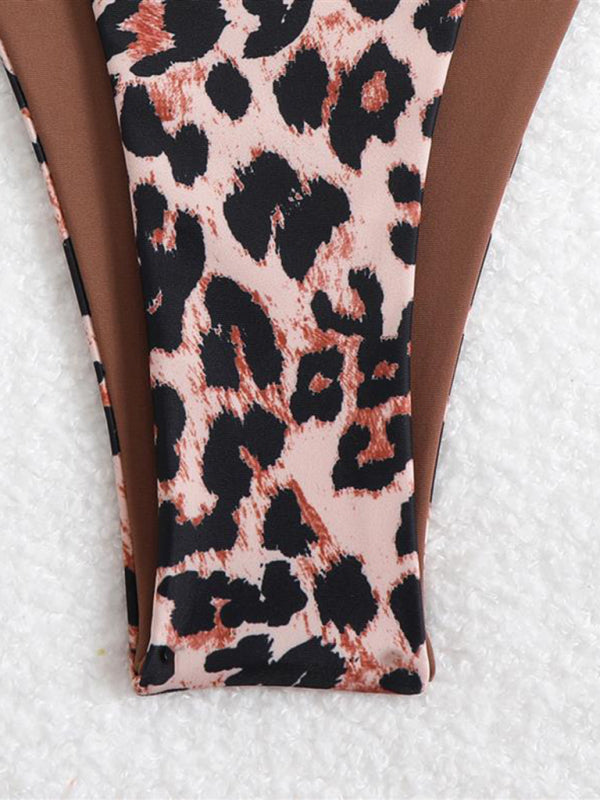 Three-point suspenders gathered leopard print sexy bikini-[Adult]-[Female]-2022 Online Blue Zone Planet