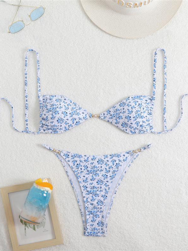 Three-point suspenders gathered leopard print sexy bikini-[Adult]-[Female]-2022 Online Blue Zone Planet