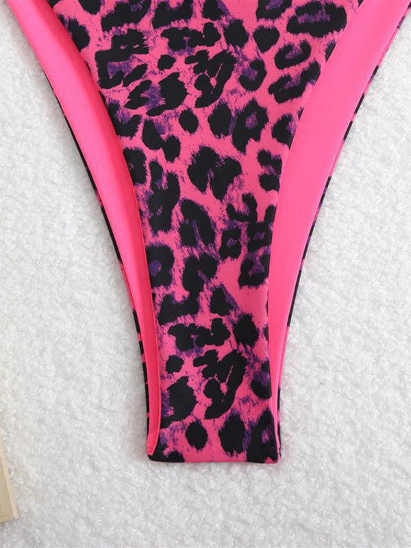 Three-point suspenders gathered leopard print sexy bikini-[Adult]-[Female]-2022 Online Blue Zone Planet