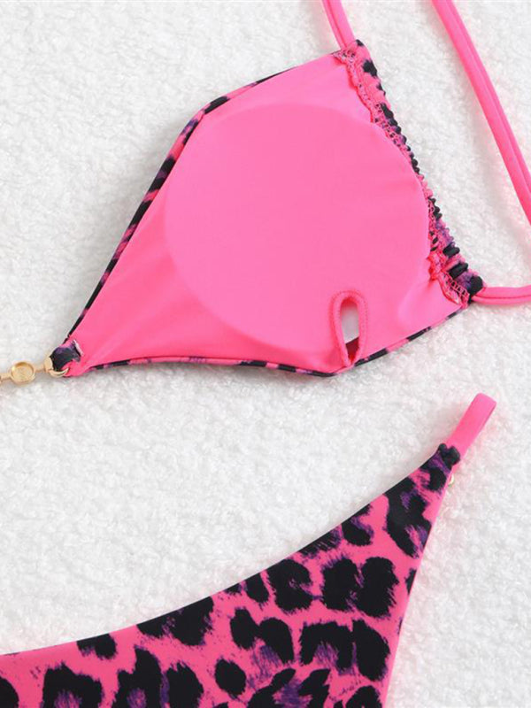 Three-point suspenders gathered leopard print sexy bikini-[Adult]-[Female]-2022 Online Blue Zone Planet