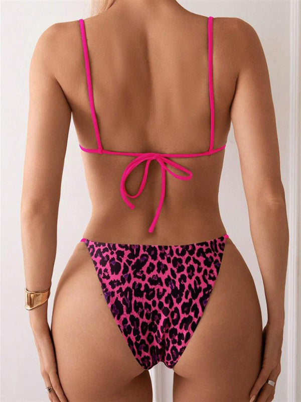 Three-point suspenders gathered leopard print sexy bikini-[Adult]-[Female]-Rose-S-2022 Online Blue Zone Planet