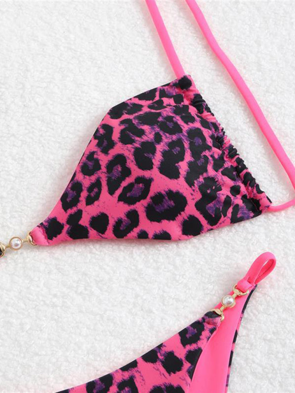 Three-point suspenders gathered leopard print sexy bikini-[Adult]-[Female]-2022 Online Blue Zone Planet