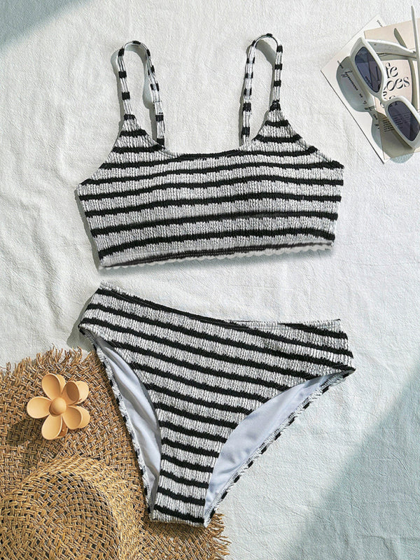 New Striped Two-Piece Swimsuit-[Adult]-[Female]-2022 Online Blue Zone Planet