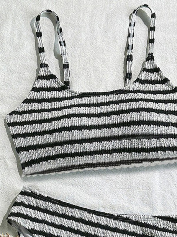 New Striped Two-Piece Swimsuit-[Adult]-[Female]-2022 Online Blue Zone Planet