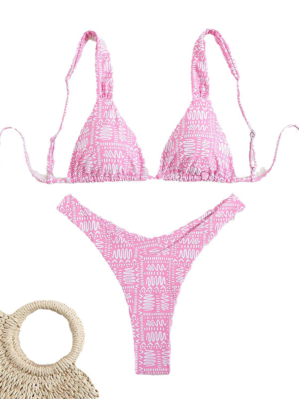 Printed double-layer fabric durable and highly elastic swimsuit hot spring bikini-[Adult]-[Female]-2022 Online Blue Zone Planet
