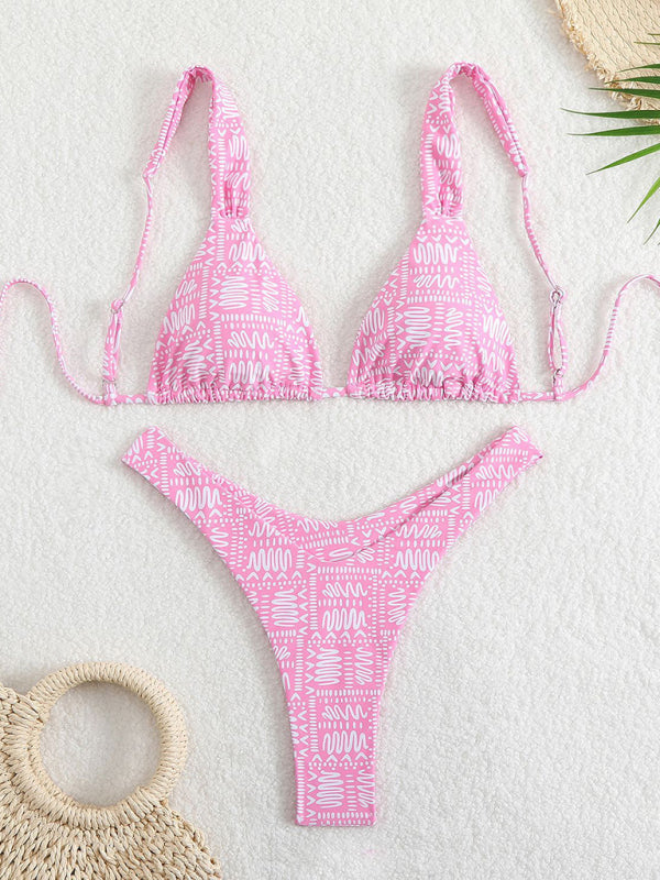 Printed double-layer fabric durable and highly elastic swimsuit hot spring bikini-[Adult]-[Female]-Pattern1-S-2022 Online Blue Zone Planet