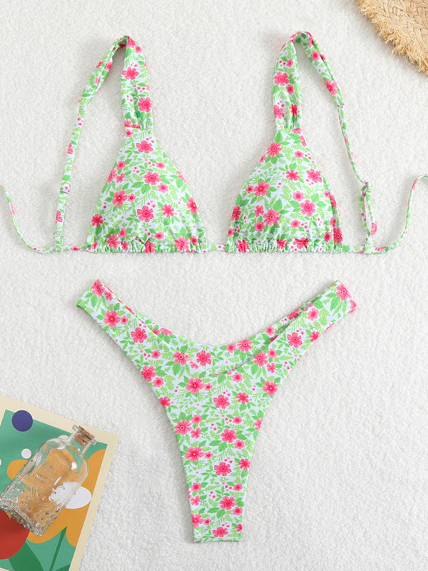 Printed double-layer fabric durable and highly elastic swimsuit hot spring bikini-[Adult]-[Female]-Pattern3-S-2022 Online Blue Zone Planet