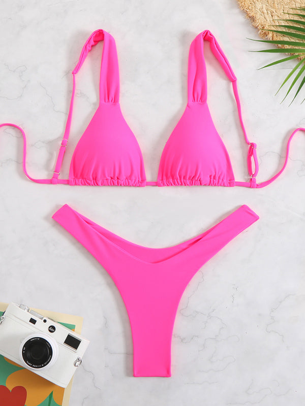 Printed double-layer fabric durable and highly elastic swimsuit hot spring bikini-[Adult]-[Female]-Rose-S-2022 Online Blue Zone Planet