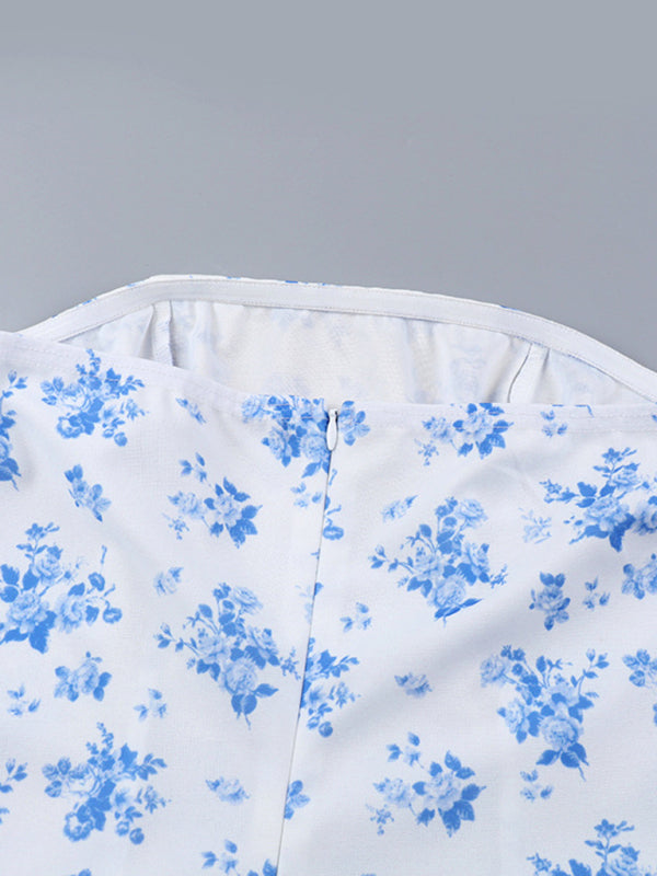 Printed Strapless A-Line Dress-[Adult]-[Female]-2022 Online Blue Zone Planet
