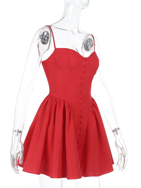 Sexy slim fit button design suspender tutu skirt-[Adult]-[Female]-2022 Online Blue Zone Planet