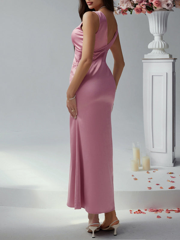 Sexy solid color slim fit deep v backless evening dress long dress-[Adult]-[Female]-2022 Online Blue Zone Planet